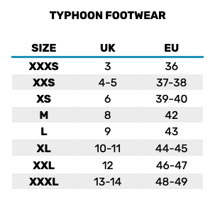 2025 Typhoon Footwear 0 Guida alle taglie